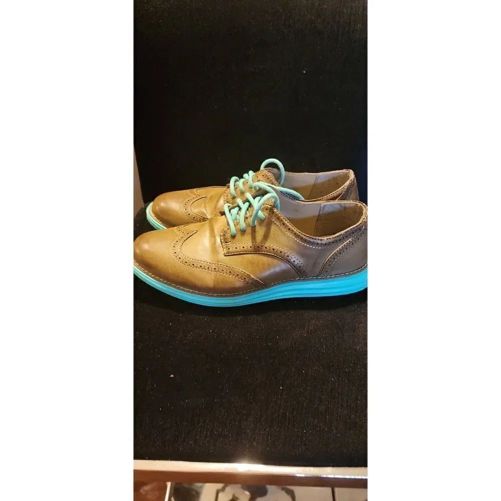 Skechers Taupe and Teal Cambridge Oxfords
